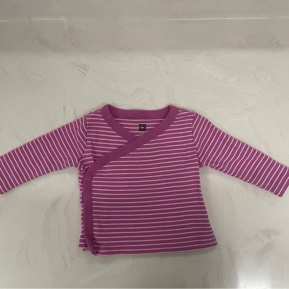 Tea Collection Side Snap Top, Striped Purple Pink Kimono - Picture 1 of 7
